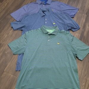 Masters Striped Polo Shirt Set - Green and Blue Size XL Bundle Lot Golf Polos